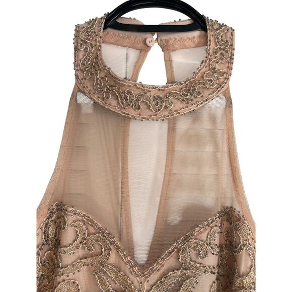 NWT Lulu's Poppin' Champagne Blush Pink Fringe Sleeveless Dress Women's Size Sm - Picture 3 of 7